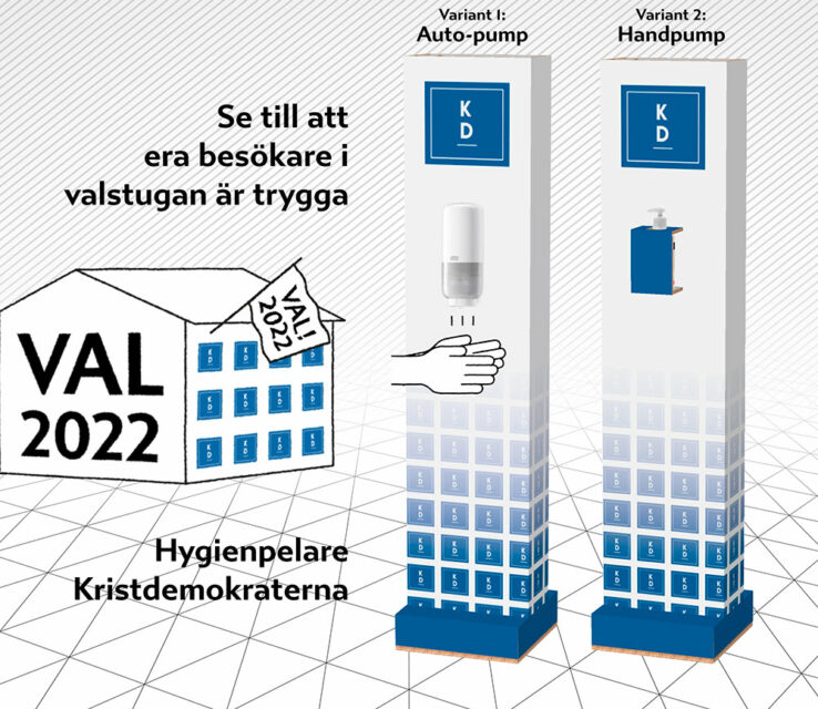 Kristdemokraterna Handtvätt handsprit hygienpelare pandemi covid Åtta45 tryckeri print media