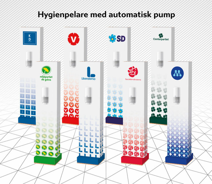 Handtvätt handsprit hygienpelare pandemi covid Åtta45 tryckeri print media