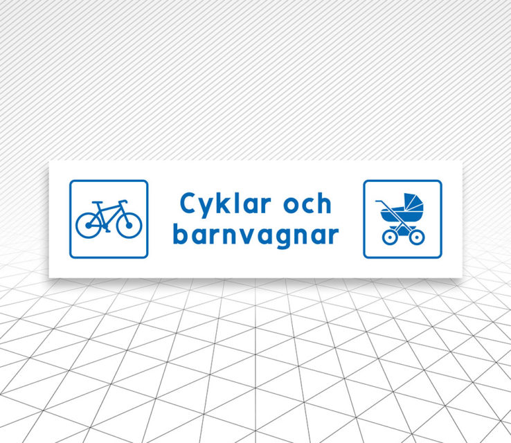 Skylt Cyklar barnvagnar Åtta.45 Tryckeri