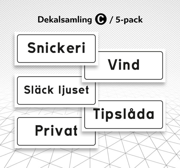 Dekal skylt samling C 5-pack Åtta.45 Tryckeri