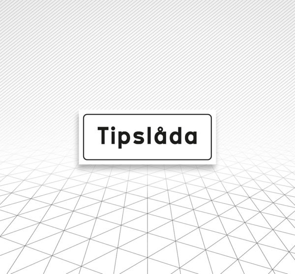 Dekal skylt Tipslåda Åtta.45 Tryckeri