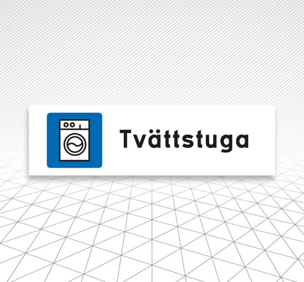 Skylt Tvättstuga Åtta.45 Tryckeri