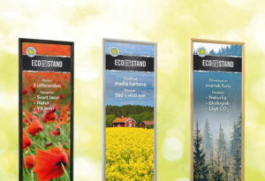 Ecostand Åtta45 Tryckeri print skylt POS